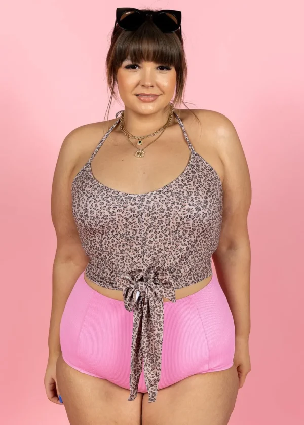 Ribbed Sweet Pink | Extended High-Waisted Bottoms