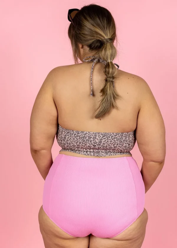 Ribbed Sweet Pink | Extended High-Waisted Bottoms