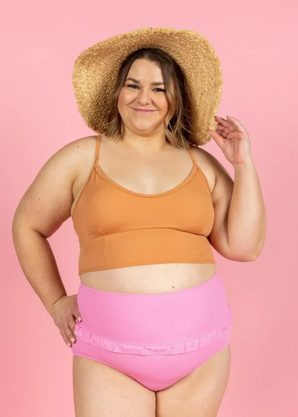 Ribbed Sweet Pink | Mid-Ruffle Bottoms