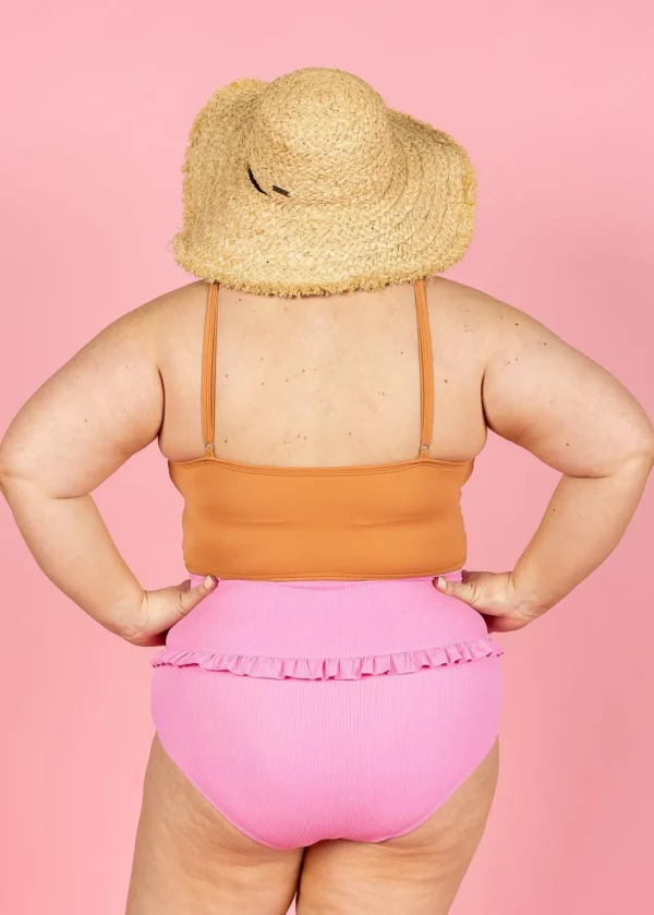 Ribbed Sweet Pink | Mid-Ruffle Bottoms