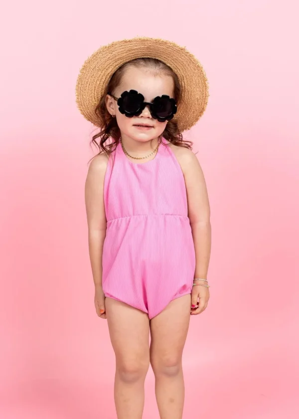 Ribbed Sweet Pink | Mini Romper One-Piec