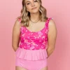 Ribbed Sweet Pink | Peplum Bottoms