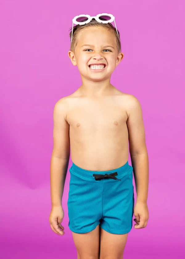 Ribbed Tide Pool Blue | Mini Euro Shorts
