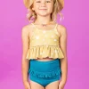 Ribbed Tide Pool Blue | Mini Mid-Ruffle Bottoms