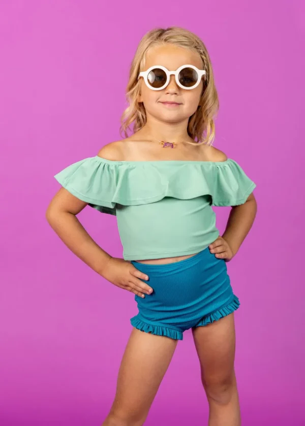 Ribbed Tide Pool Blue | Mini All Ruffled Up Bottoms