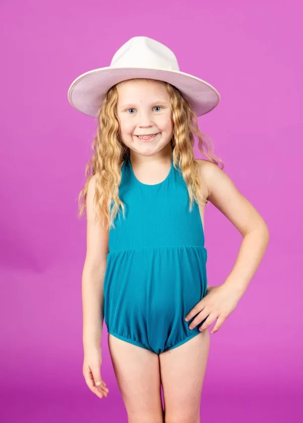 Ribbed Tide Pool Blue | Mini Romper One-Piece