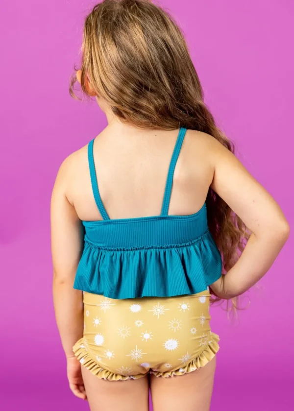 Ribbed Tide Pool Blue | Mini Peplum Top