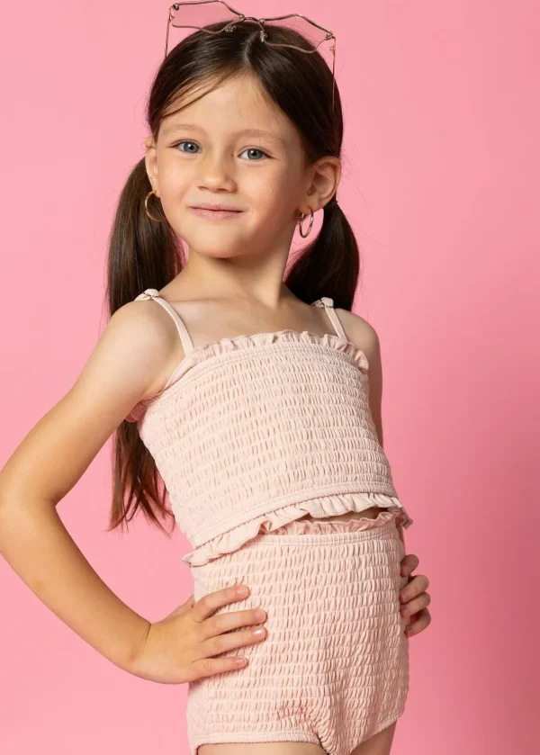 Ribbed Whipped Peach | Mini Smocked Bottoms