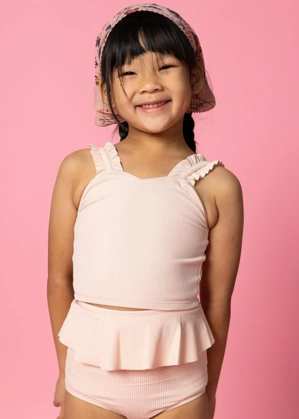 Ribbed Whipped Peach | Mini Peplum Bottoms