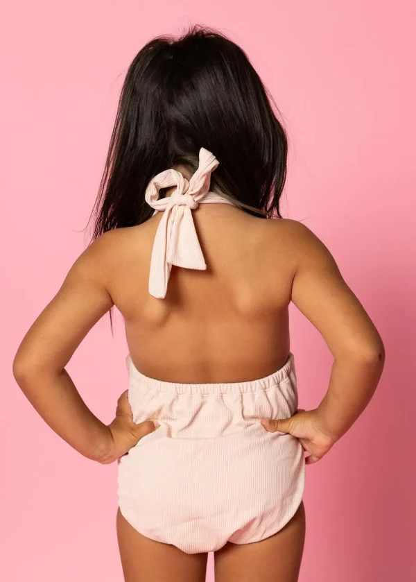 Ribbed Whipped Peach | Mini Romper One-Piece