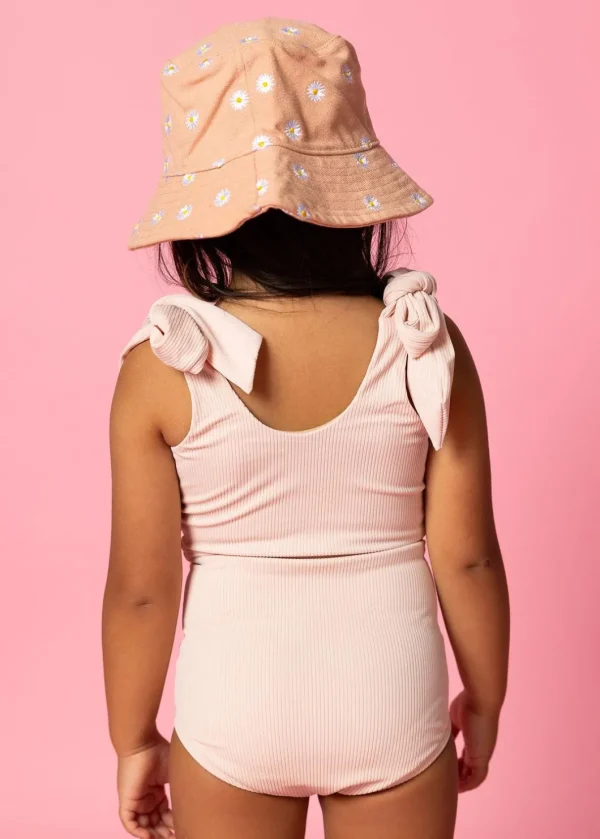 Ribbed Whipped Peach | Mini Down in Front Ruffle Bottoms