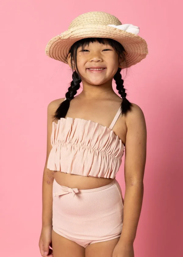 Ribbed Whipped Peach | Mini Oversized Ruffle Top
