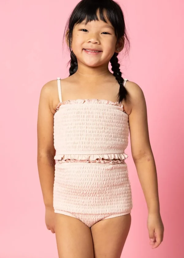 Ribbed Whipped Peach | Mini Smocked Bottoms
