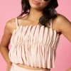 Ribbed Whipped Peach | Youth Oversized Ruffle Top