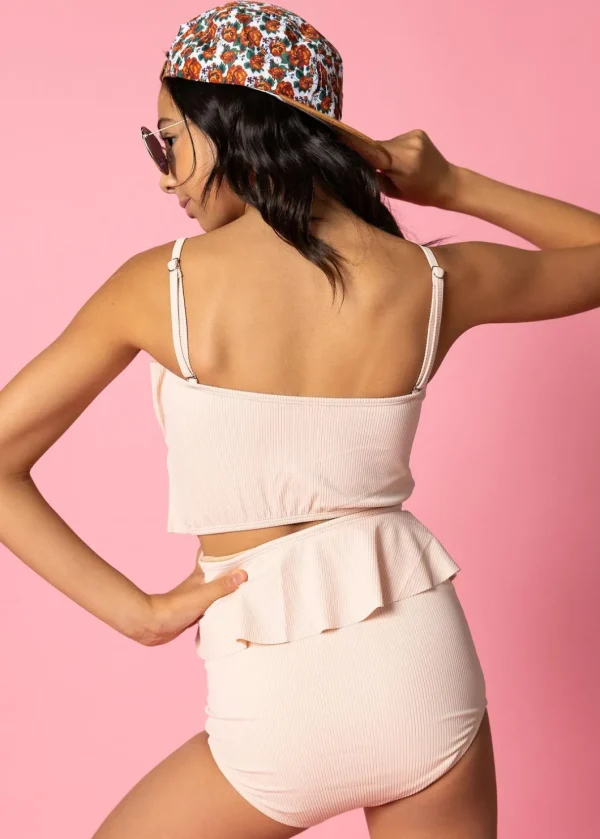 Ribbed Whipped Peach | Youth Peplum Bottoms