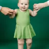 Sweet Pea Green | Baby Skirted One-Piece