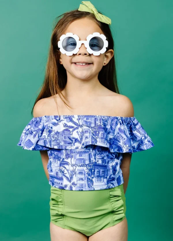 Sweet Pea Green | Mini Down in Front Ruffle Bottoms
