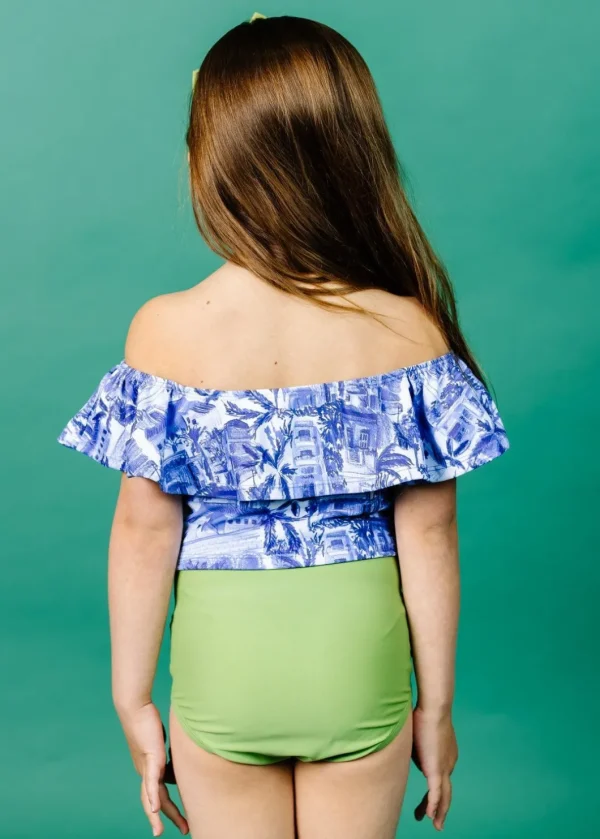 Sweet Pea Green | Mini Down in Front Ruffle Bottoms