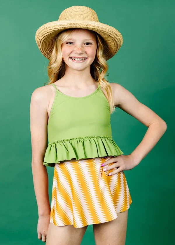 Sweet Pea Green | Youth Peplum Top