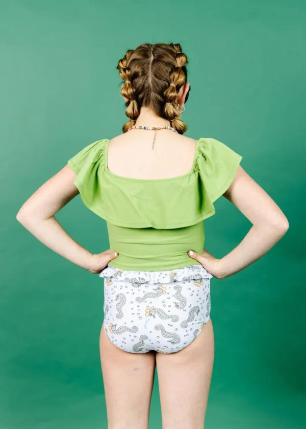 Sweet Pea Green | Youth Ruffled Around Top