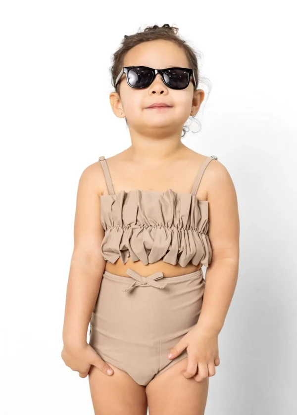 Taupe | Mini Oversized Ruffle Top