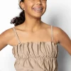 Taupe | Youth Oversized Ruffle Top