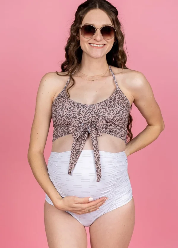 Taupe Dashes | Maternity Bottoms