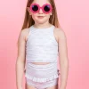Taupe Dashes | Mini Mid-Ruffle Bottoms