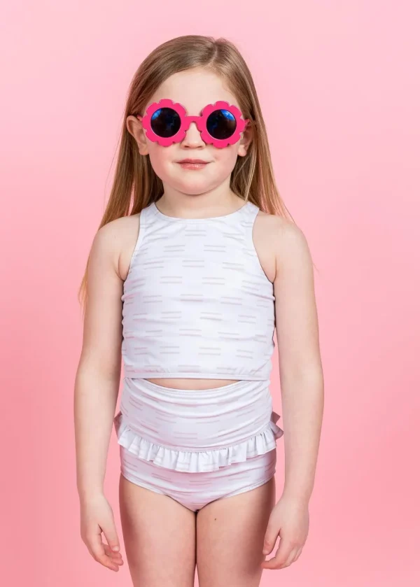 Taupe Dashes | Mini Mid-Ruffle Bottoms