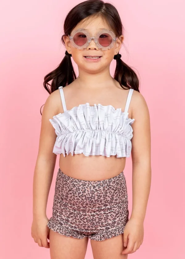 Taupe Dashes | Mini Oversized Ruffle Top