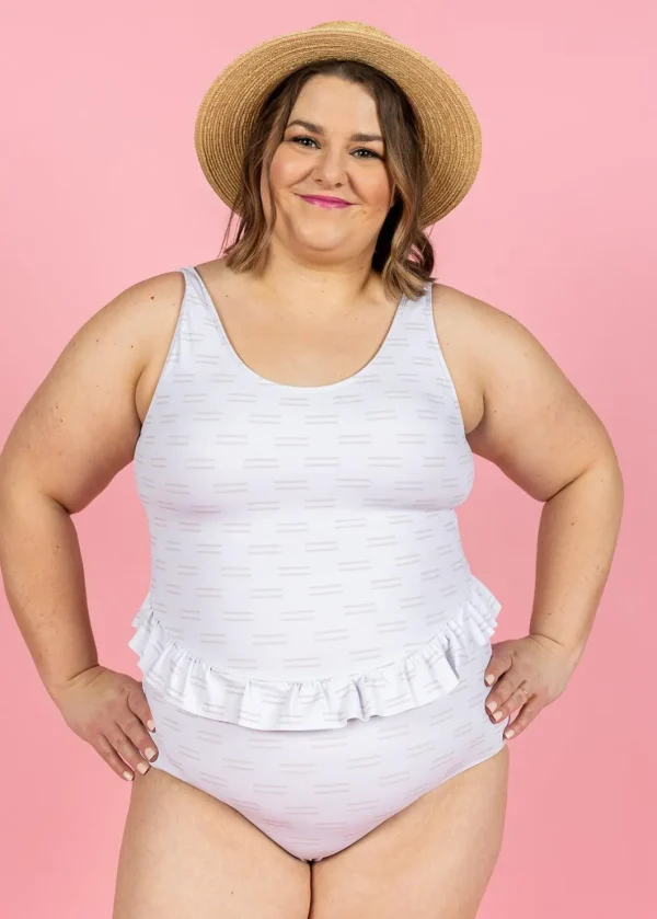 Taupe Dashes | Skirted One-Piece