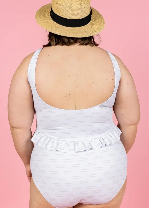 Taupe Dashes | Skirted One-Piece