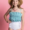 Taupe Dashes | Youth Down in Front Ruffle Bottoms