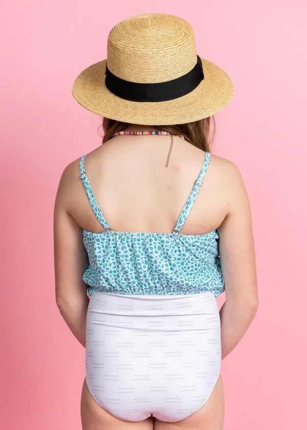 Taupe Dashes | Youth Down in Front Ruffle Bottoms