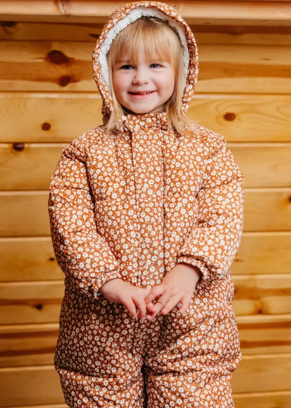 The Marshmallow Snow Suit | Brown Ditsy Floral