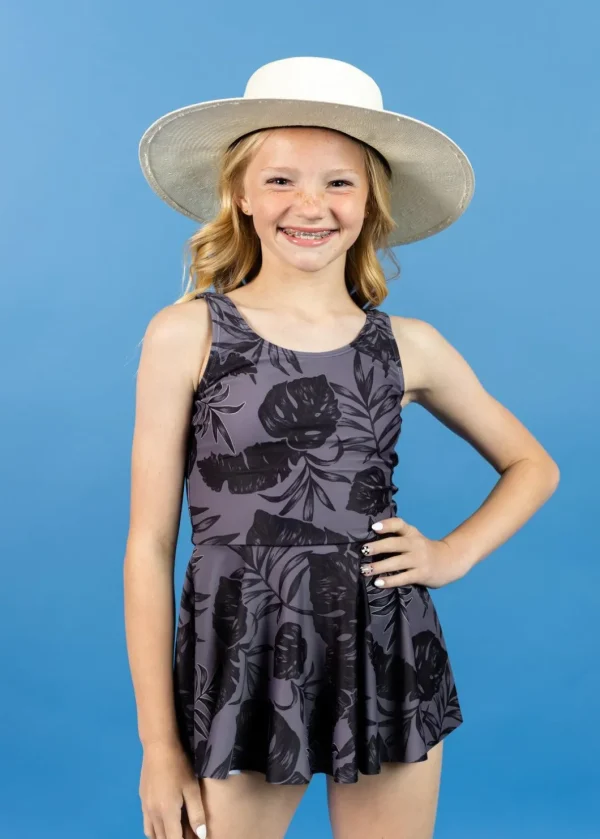 Tropical Night | Youth Skirted One-Piece