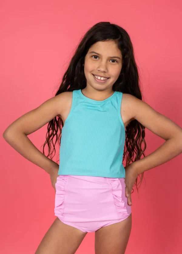 Ultimate Pink | Youth Down in Front Ruffle Bottoms