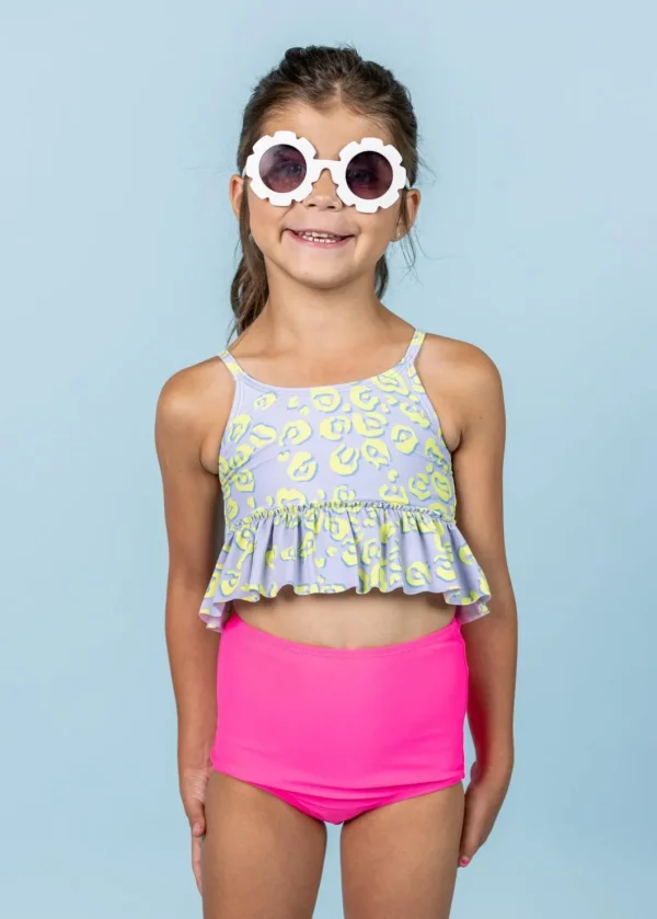 Vivid Cheetah | Mini Peplum Top