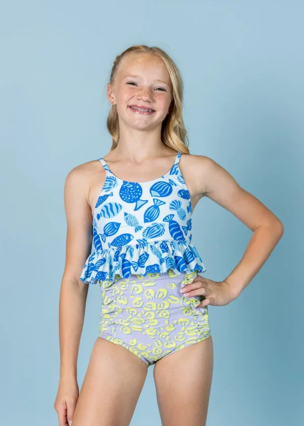 Vivid Cheetah | Youth Down in Front Ruffle Bottoms
