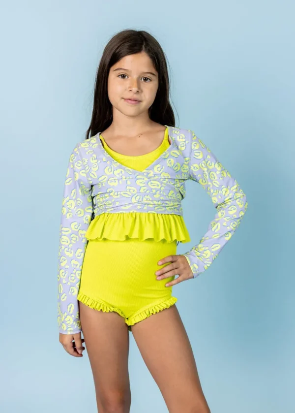 Vivid Cheetah | Youth Wrap Top Rashguard