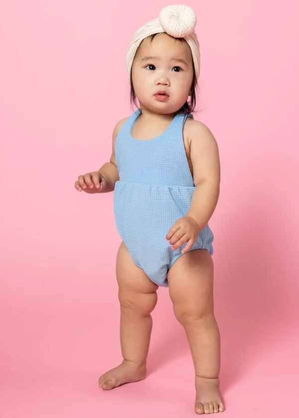 Waffled Barely Blue | Baby Romper One-Piece