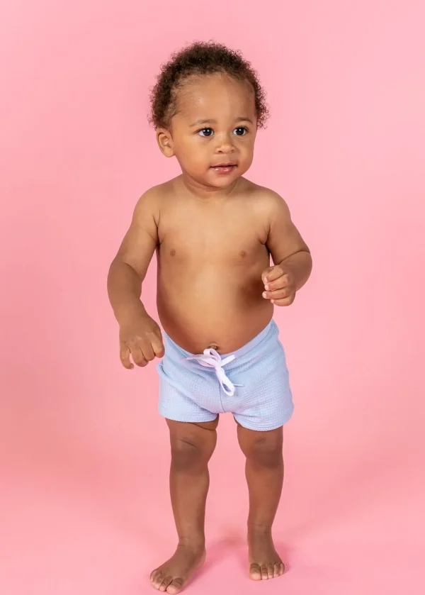 Waffled Barely Blue | Baby Euro Shorts