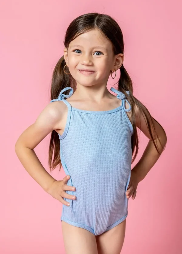 Waffled Barely Blue | Baby Simply One-Piece