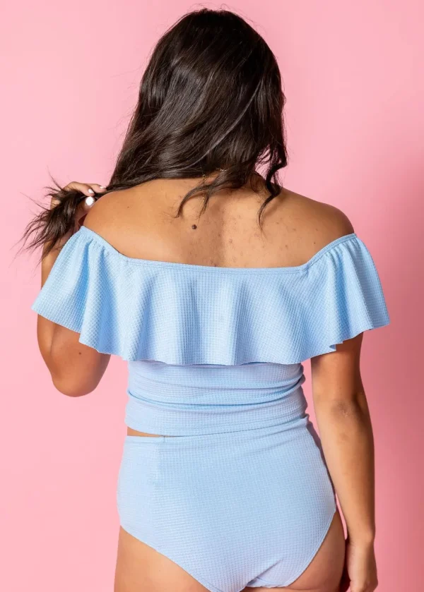 Waffled Barely Blue | Mid-Rise Bottoms