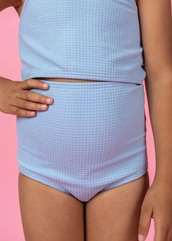 Waffled Barely Blue | Mini High-Waisted Bottoms