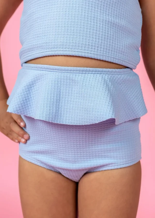 Waffled Barely Blue | Mini Peplum Bottoms
