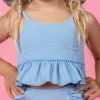 Waffled Barely Blue | Mini Peplum Top