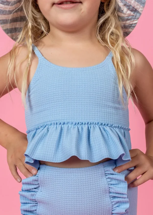 Waffled Barely Blue | Mini Peplum Top