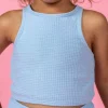 Waffled Barely Blue | Mini Racer Back Top