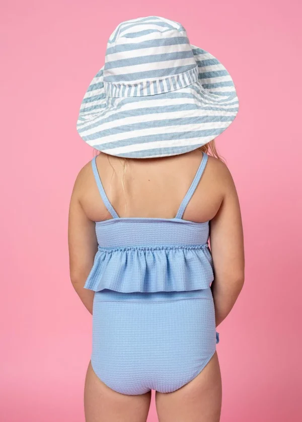 Waffled Barely Blue | Mini Down in Front Ruffle Bottoms